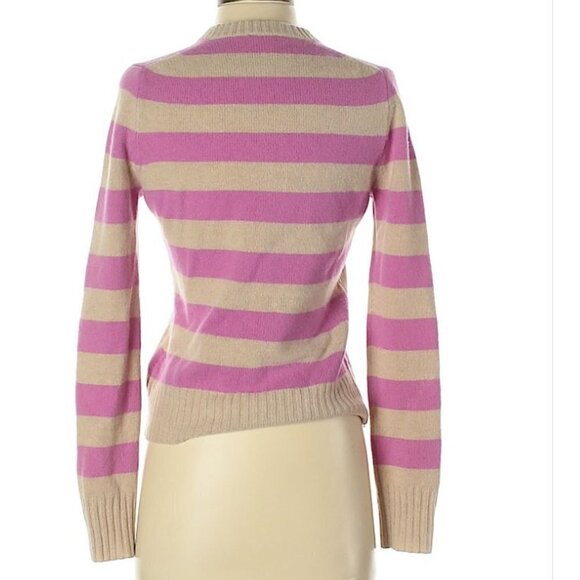 J. Crew Pink and Tan Striped Lambs Wool Sweater Sm - Picture 2 of 8
